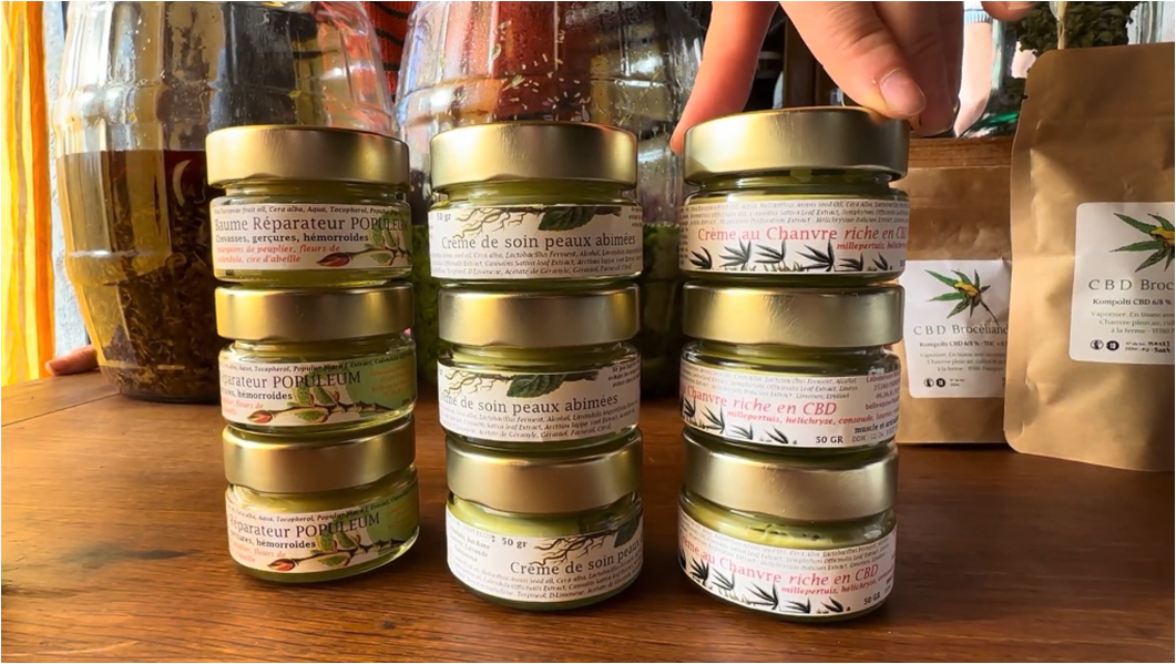 Modèles économiques du chanvre - produits cosmétiques issus d'un partenariat producteur artisan CBD Brocéliande